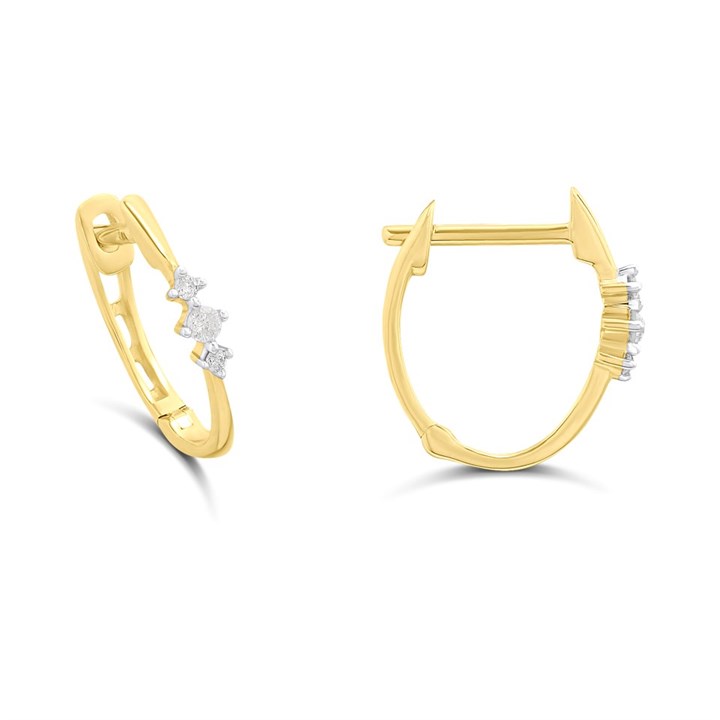 9ct Diamond Huggie Hoop Earrings - D96115