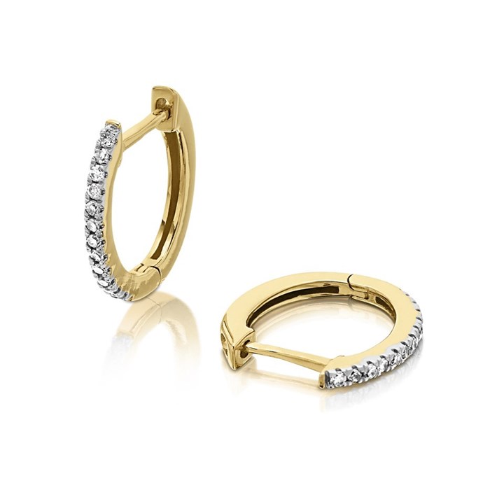 9ct Gold Diamond Huggie Earrings - 10pts per pair - D9646