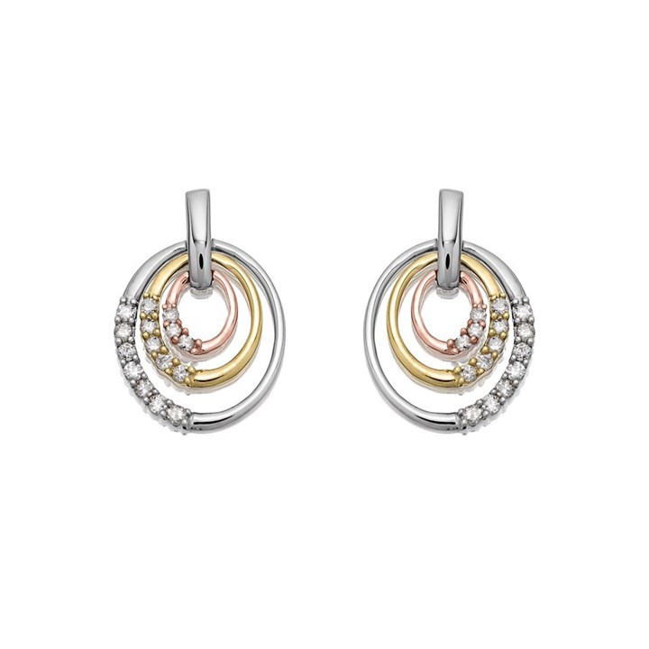 9ct Three Colour Gold Diamond Drop Earrings - 1/4ct per pair - D9647