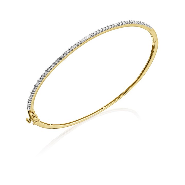 9ct Gold Diamond Hinged Bangle - 1/2ct - D97110