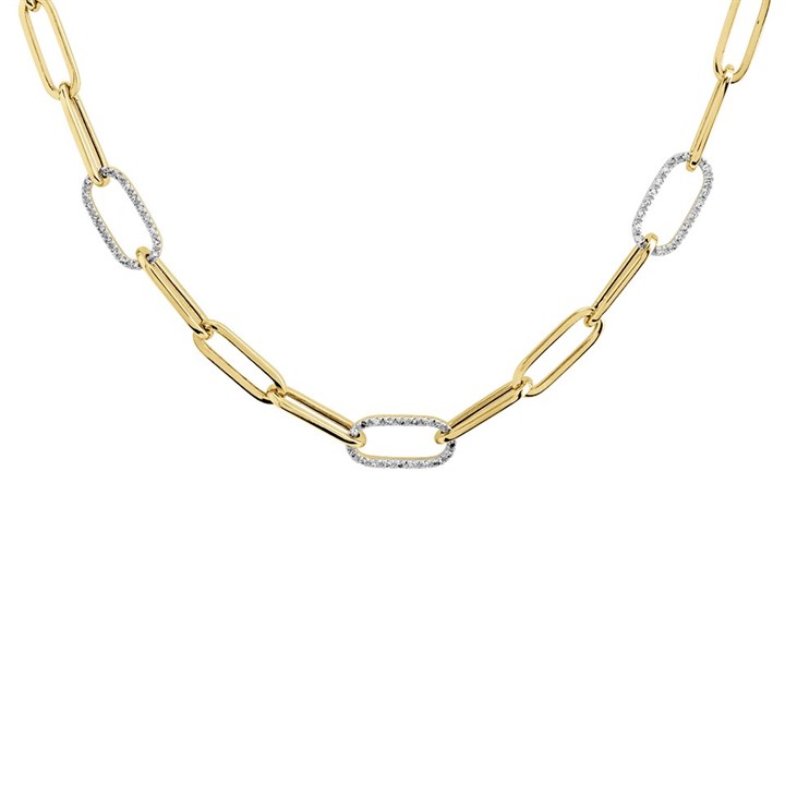 9ct Gold Diamond Paper Chain Necklace - 1/4ct - D97116