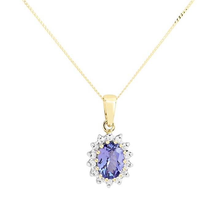 9ct Gold Tanzanite And Diamond Necklace - 14pts - D97121