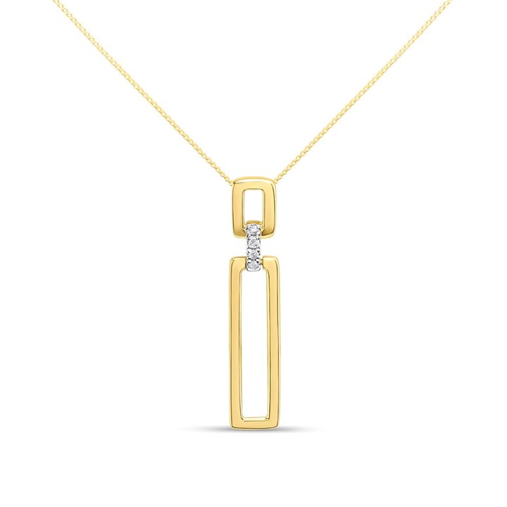 9ct Double Open Rectangular Diamond Necklace - D97134