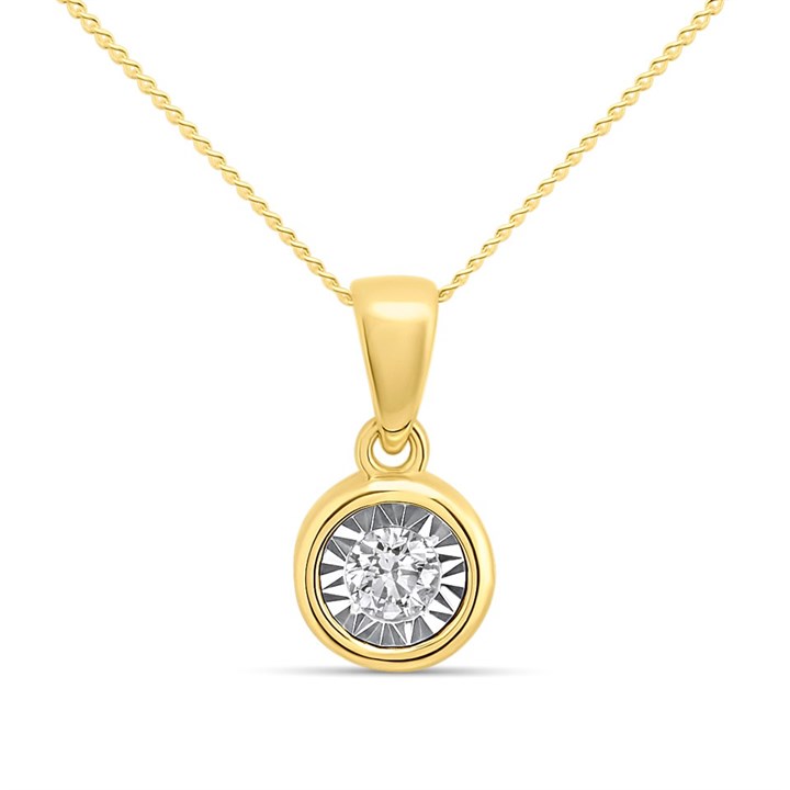 9ct Illusion-Set Diamond Solitaire Necklace - D97135