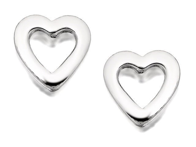 Silver Open Heart Stud Earrings - 5mm - F0124