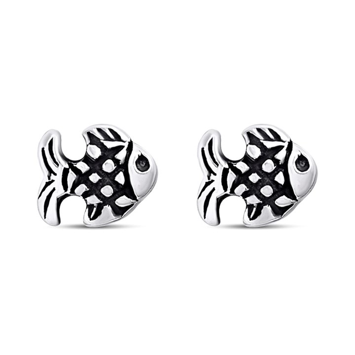Silver Fish Stud Earrings - F0152