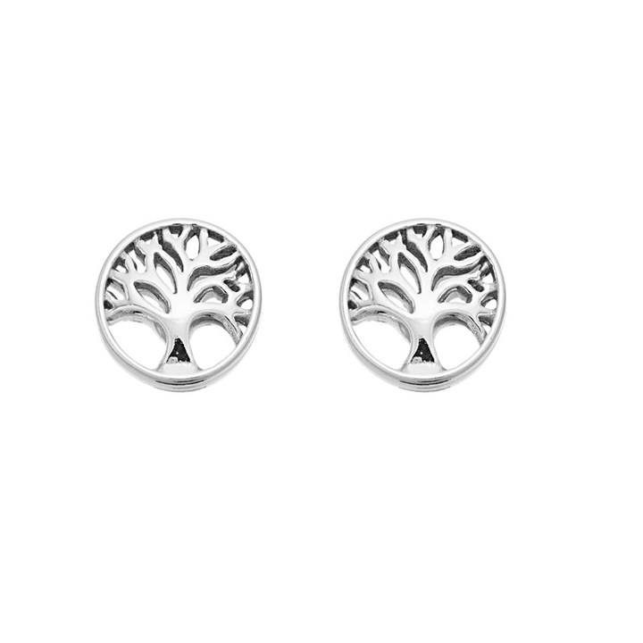 Silver Tree Of Life Stud Earrings - 8mm - F0217