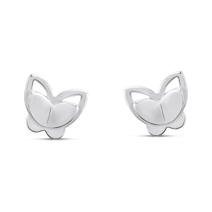 Silver Butterfly Stud Earrings- 7mm - F0255
