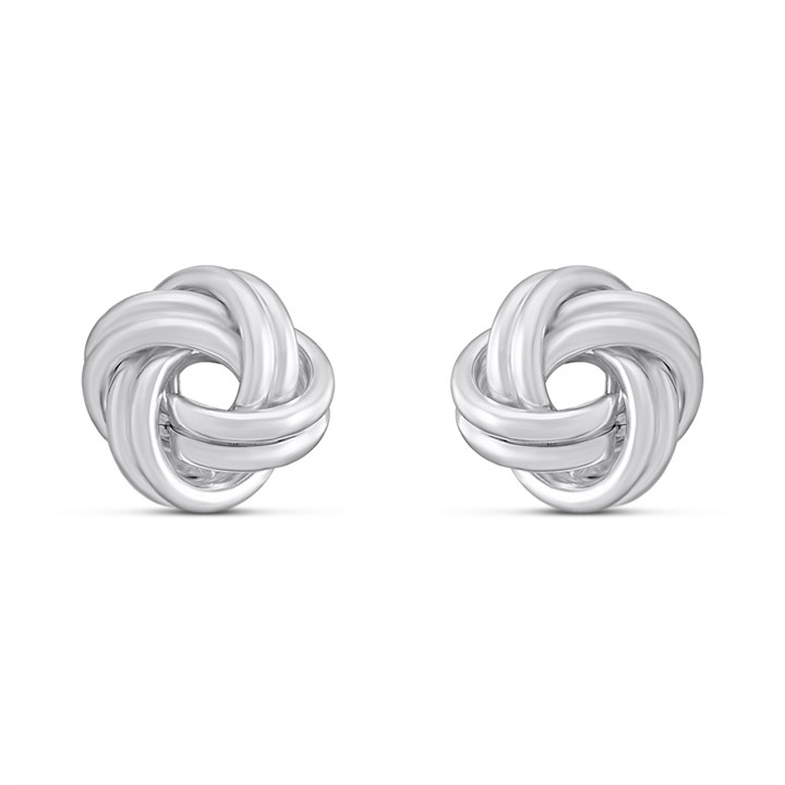 Silver Double Knot Stud Earrings- 8mm - F0285