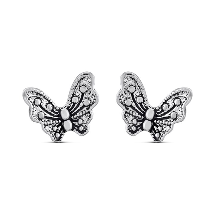 Silver Butterfly Stud Earrings - F0290