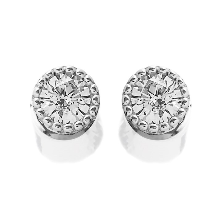Silver Cubic Zirconia Stud Earrings - 6mm - F04139