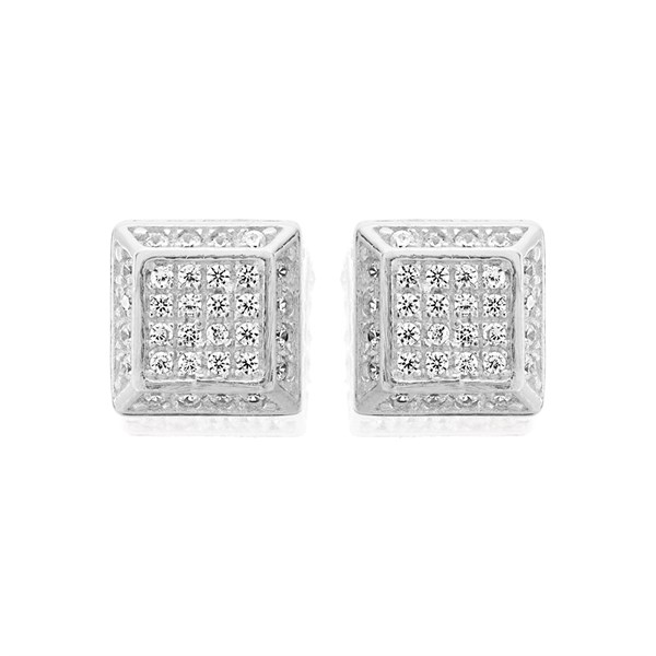 Silver Square Cubic Zirconia Stud Earrings 8mm F04170 Chapelle