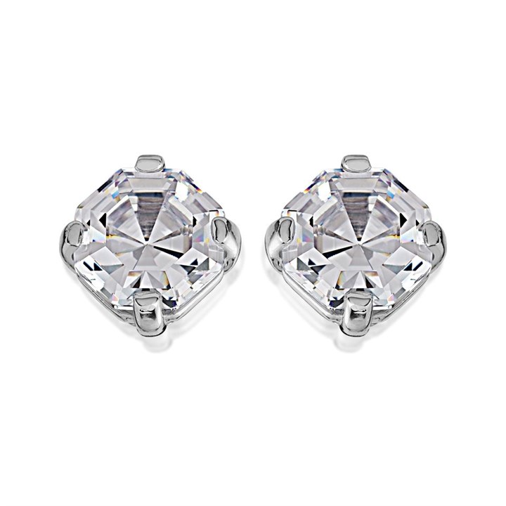 Silver Cubic Zirconia Stud Earrings - 7mm - F04179
