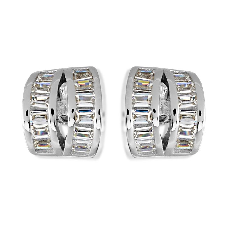 Silver Half Hoop Stud Earrings - 6mm - F04183