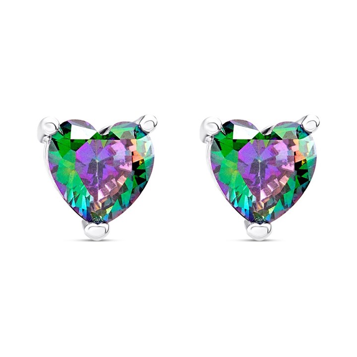 Silver Mystic Crystal Heart Stud Earrings - 5mm - F04198