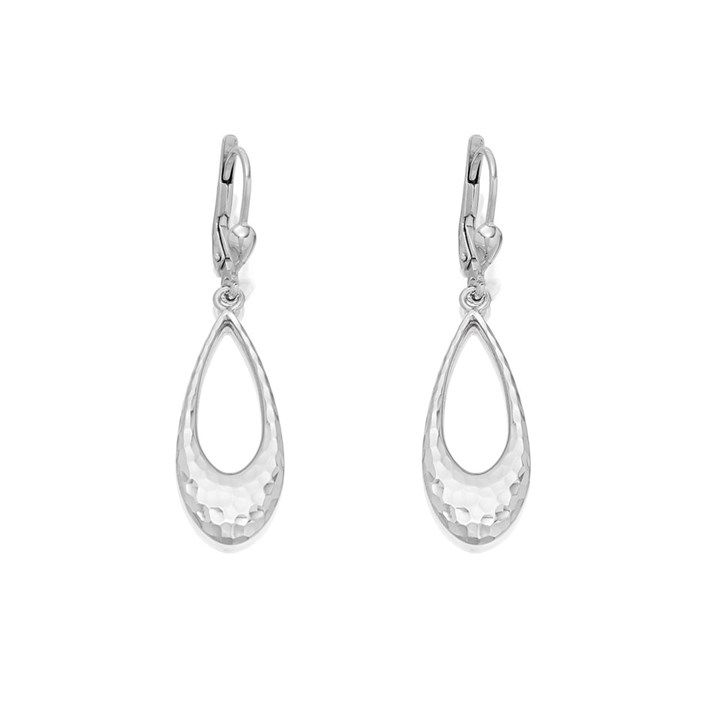 Silver Open Oval Drop Earrings - 42mm drop - F05109
