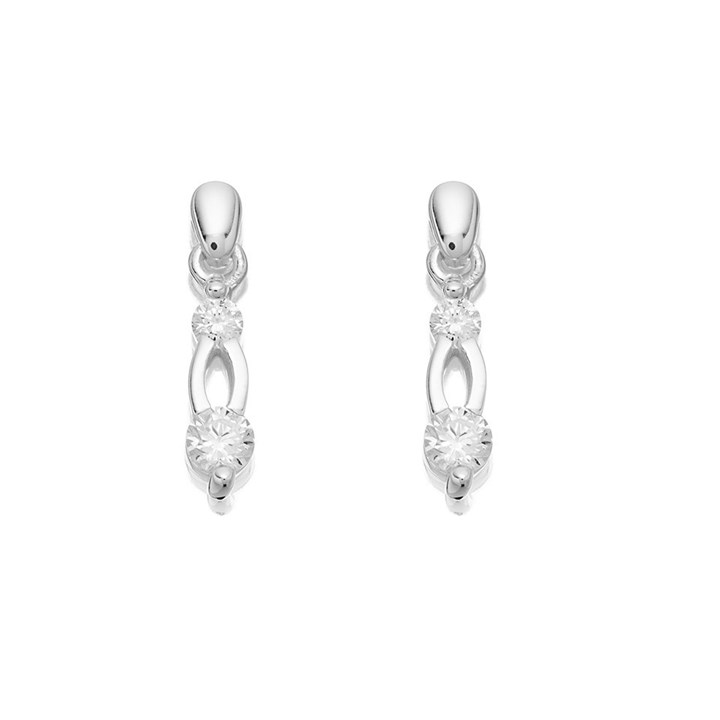 Silver Cubic Zirconia Triple Twist Drop Earrings - 18mm drop - F1135