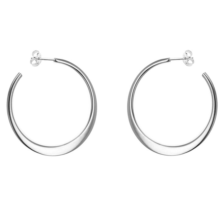 Silver Creole Hoop Earrings - 35mm - F13119