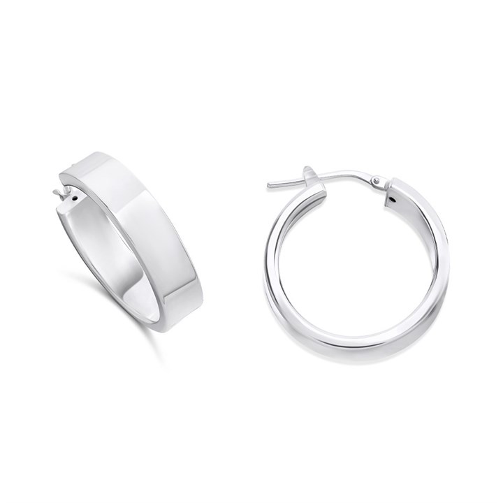Silver Flat Hoop Earrings - 25mm - F13139