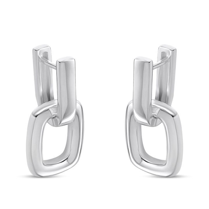 Silver Hoop Earrings With Removable Drop Link - F13177