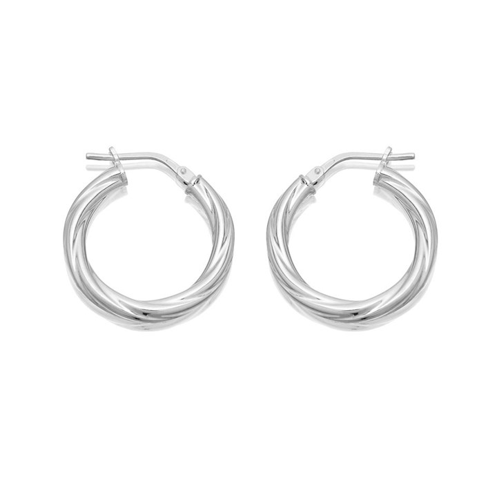 Silver Twisted Hoop Earrings - 20mm - F1362