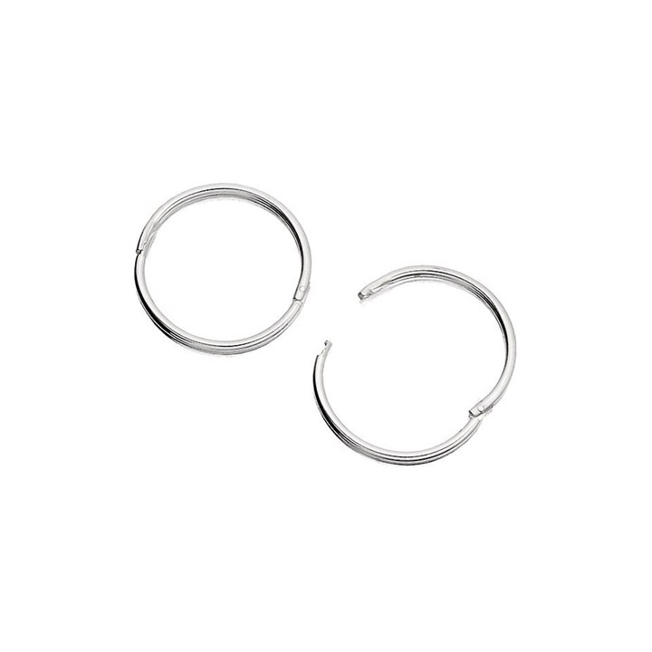 Silver Hinged Hoop Earrings - 13mm - F1365