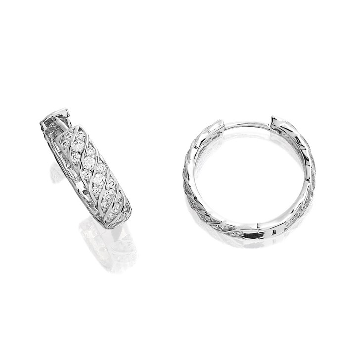 Silver Cubic Zirconia Hoop Earrings - 17mm - F1397