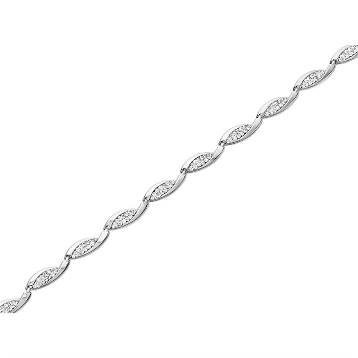 Silver Cubic Zirconia Swirl Bracelet - 7.5in - F14143