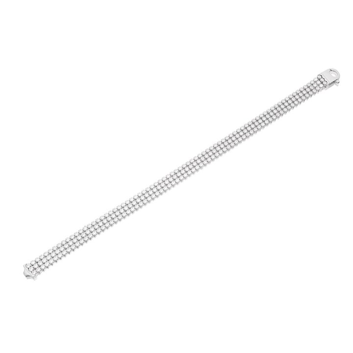 Silver Three Row Cubic Zirconia Tennis Bracelet - 7.5in - F14146