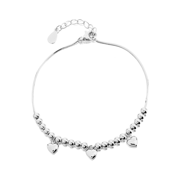 Silver Heart Charm Bracelet - F14149