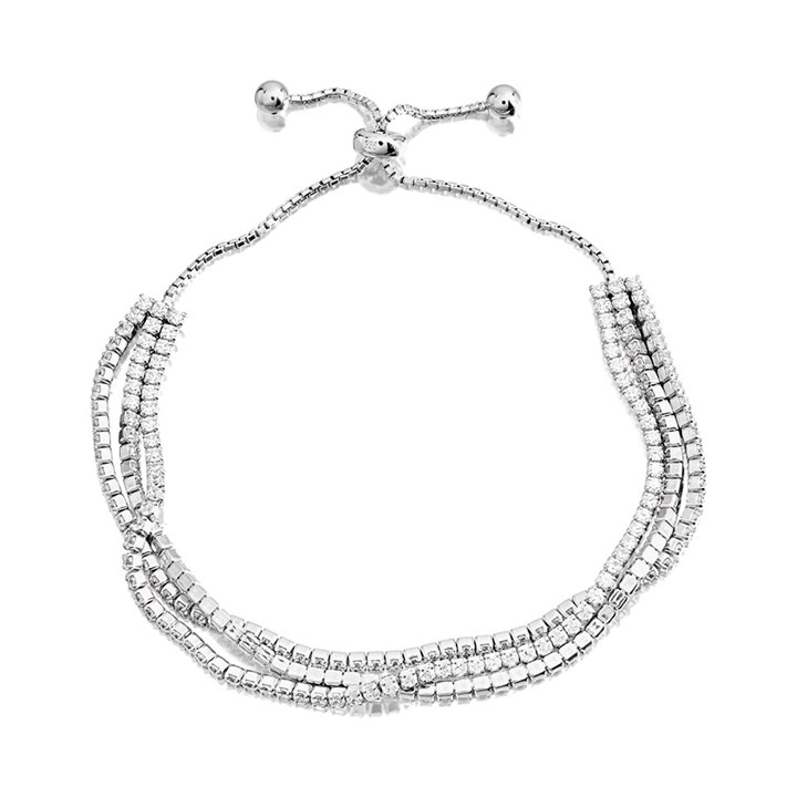 Silver Cubic Zirconia Slider Bracelet - F14155