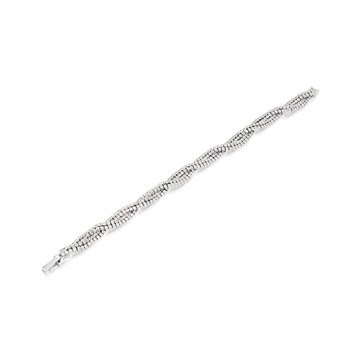 Silver Cubic Zirconia Twisted Bracelet - 7.5in - F14159