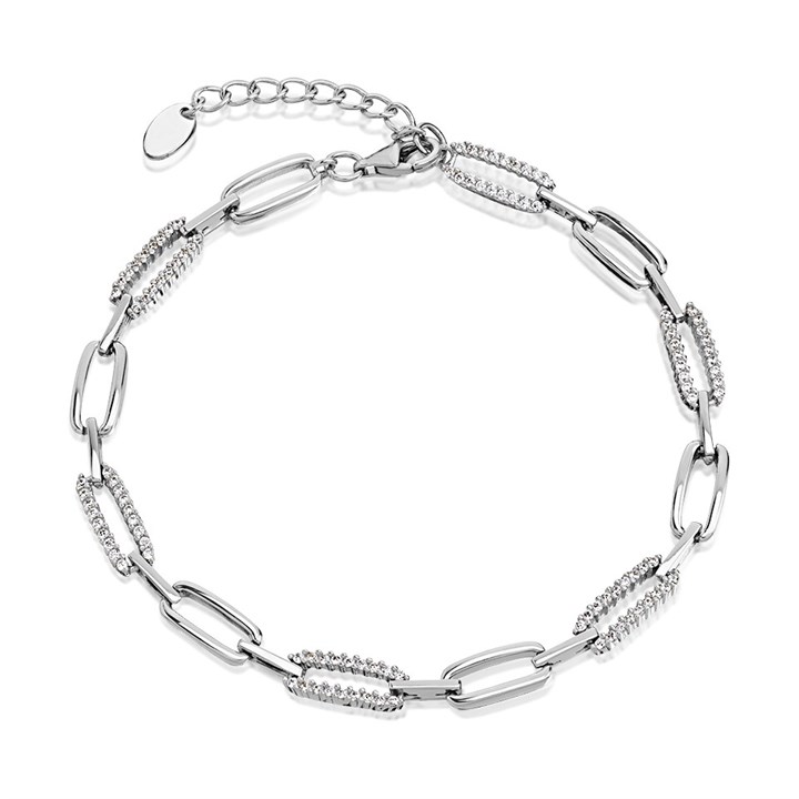 Silver Cubic Zirconia Bracelet - 8.5in - F14168