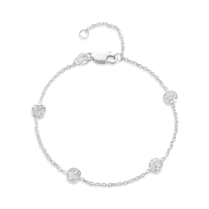 Silver Hammered Disc Chain Bracelet - F14184