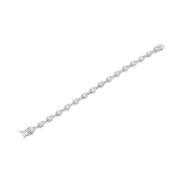 Silver Pear CZ Halo Bracelet - F14189