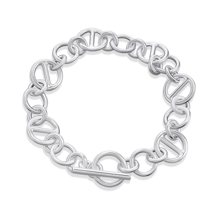 Silver Chunky T Bar Bracelet - F14208