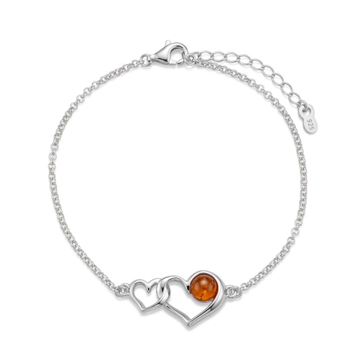 Silver Amber Heart Bracelet - F14211