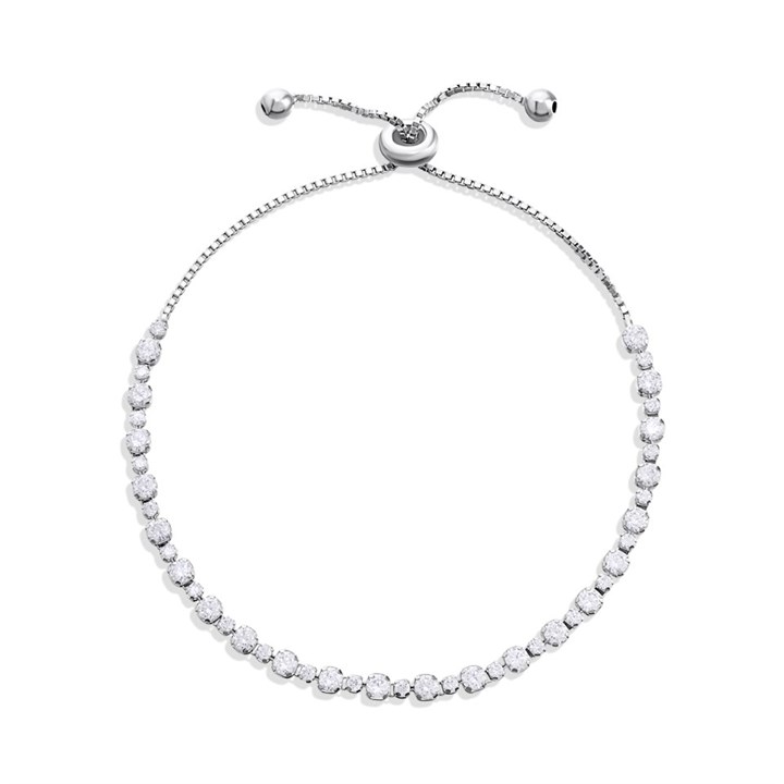 Silver Cubic Zirconia Adjustable Line Bracelet - F14212