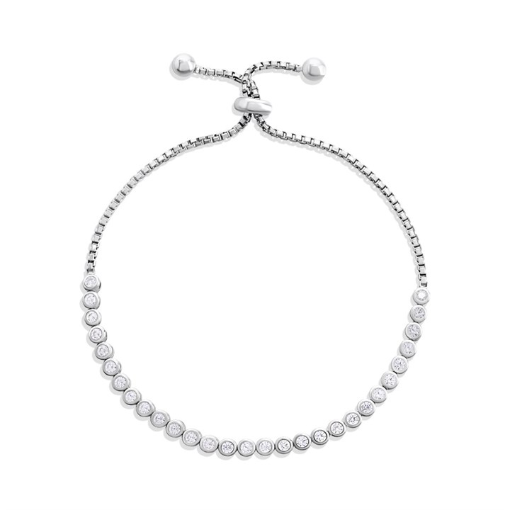 Silver Cubic Zirconia Adjustable Bracelet - F14213