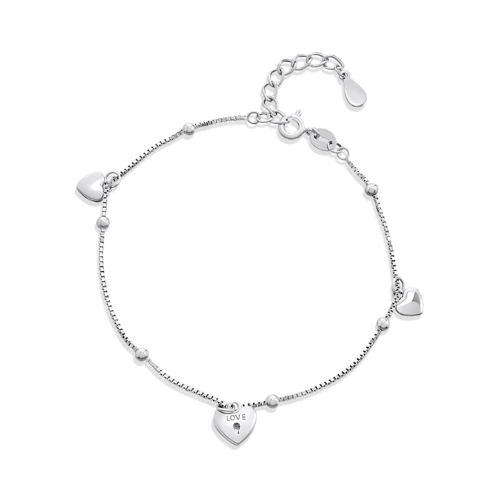 Silver Heart Charm Bracelet - F14216