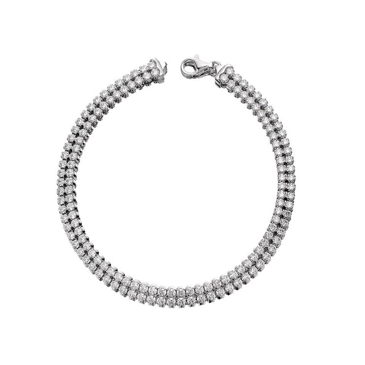 Silver Cubic Zirconia Double Row Tennis Bracelet - 7.5in - F1424