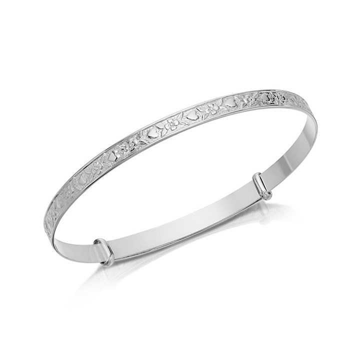 Silver Embossed Expanding Baby Bangle - F2599