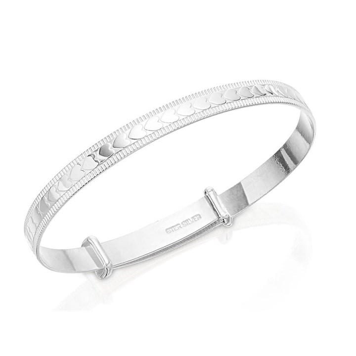 Silver Hearts Expanding Baby Bangle - F2647