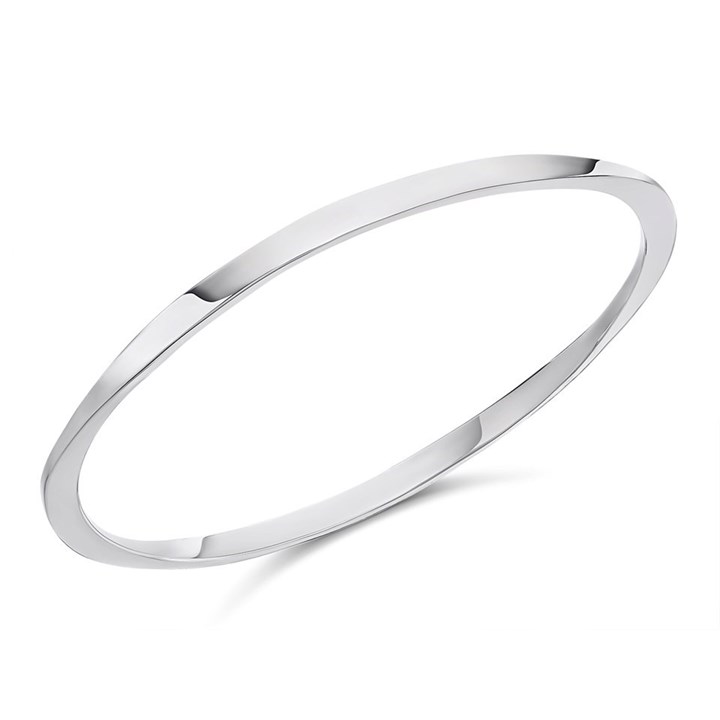 Silver Round Tapered Bangle - F2726