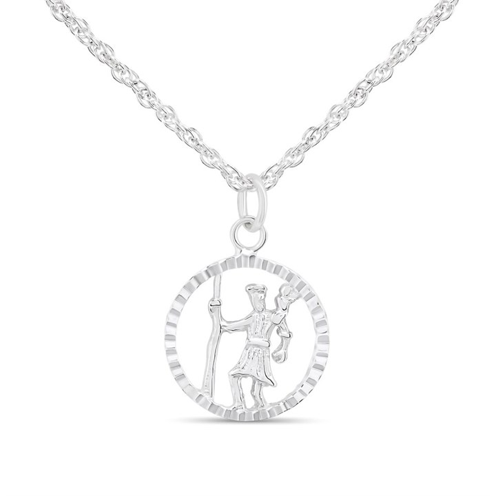 Silver St Christopher Necklace - F33101