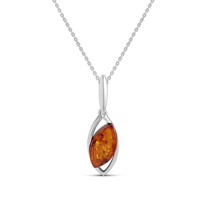 Silver Amber Necklace - F33112