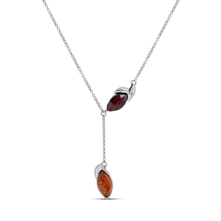 Silver Amber Petal Necklace - F33118