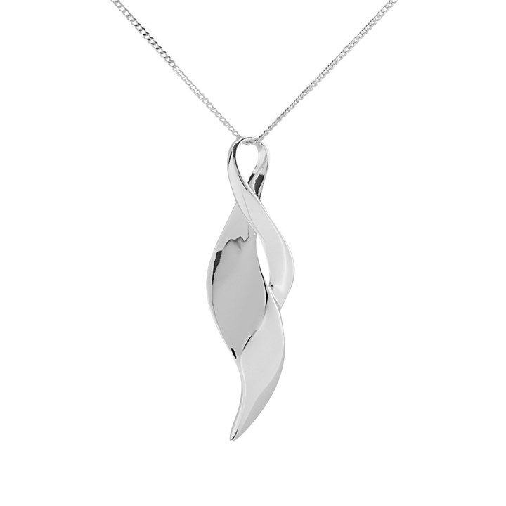 Silver Twisted Leaf Necklace - F3372