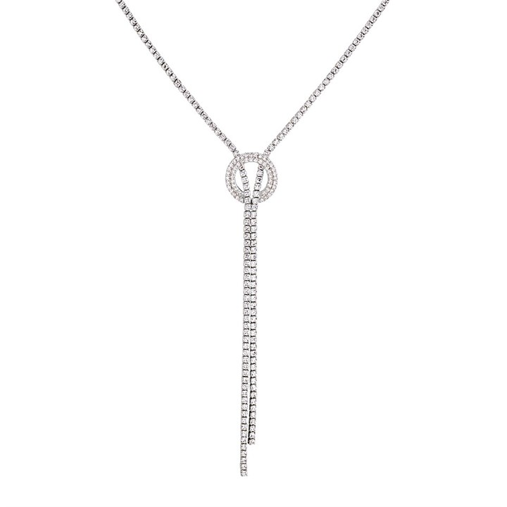 Silver Cubic Zirconia Lariat Necklace - F3382
