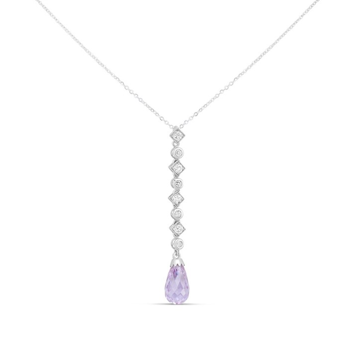 Silver Crystal Drop Necklace - F3398
